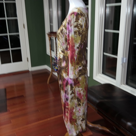 Lafayette 148 New York Dress Asymmetrical Neckline Size 8 Midi Abstract floral - Picture 5 of 16